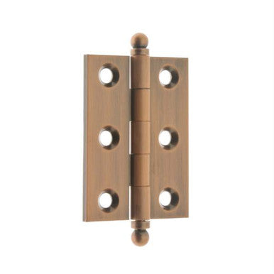 IDH 82015-08A: 2 x 1-1/2" Cabinet Hinge w/Ball Finials (pair) - Antique Copper