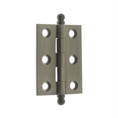 IDH 82015-15A: 2 x 1-1/2" Hinge w/Ball Finials (Pair) - Antique Nickel