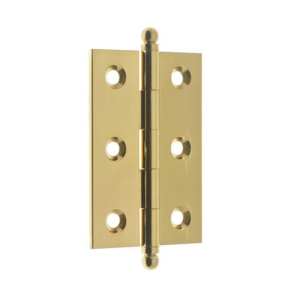 IDH 82517-003: 2-1/2" Cabinet Hinge w/Ball Finials (pair) - Polished Brass