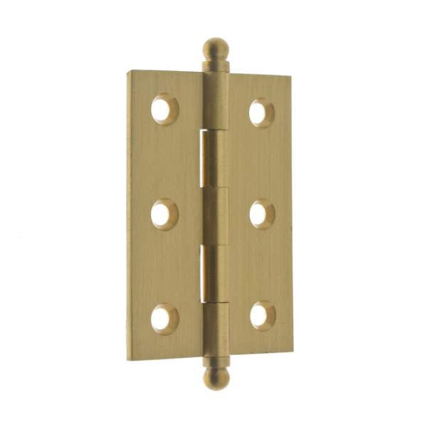 IDH 82517-004: 2-1/2" Cabinet Hinge w/Ball Finials (pair) - Satin Brass