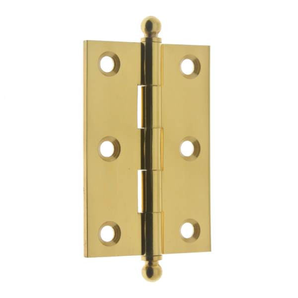 IDH 83020-003: 3 x 2" Cabinet Hinge w/Ball Finials (pair) - Polished Brass
