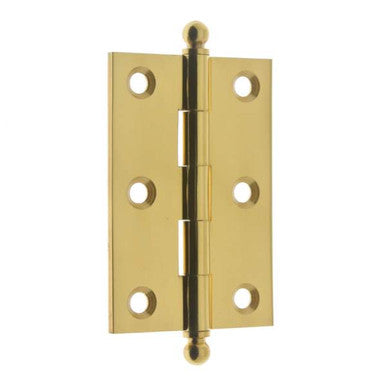 IDH 83020-003: 3 x 2" Cabinet Hinge w/Ball Finials (pair) - Polished Brass