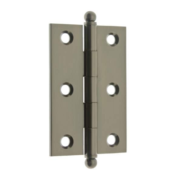 IDH 83020-15A: 3 x 2" Cabinet Hinge w/Ball Finials (pair) - Antique Nickel