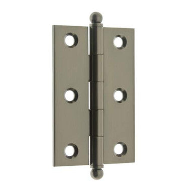 IDH 83020-15A: 3 x 2" Cabinet Hinge w/Ball Finials (pair) - Antique Nickel