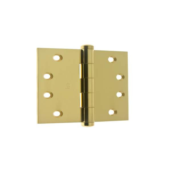 IDH 84040-003: 4" Extruded Square Corner Door Hinge (pair) - Polished Brass