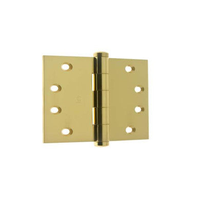 IDH 84040-003: 4" Extruded Square Corner Door Hinge (pair) - Polished Brass