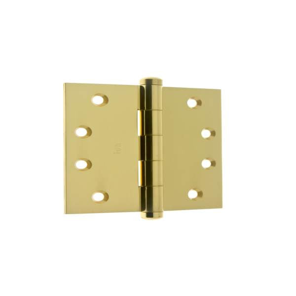 IDH 84040-3NL: 4" Square Corner Door Hinge (pair) - Unlacquered Polished Brass
