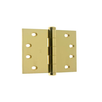 IDH 84040-3NL: 4" Square Corner Door Hinge (pair) - Unlacquered Polished Brass