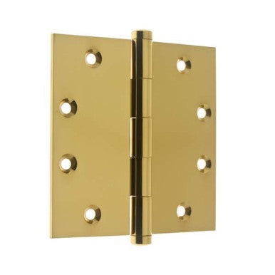 IDH 84545-003: 4-1/2" Extruded Square Corner Door Hinge (pair) - Polished Brass