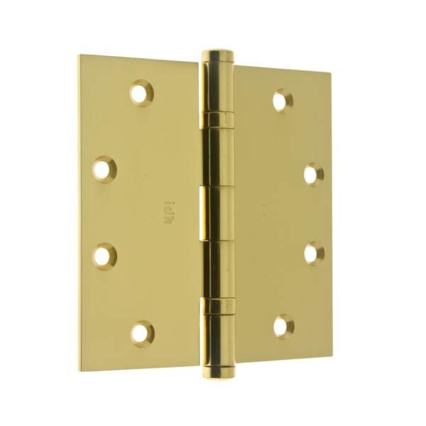 IDH 86001-003: 4-1/2 x 4-1/2" Brass Ball Bearing Hinge (pair) - Polished Brass