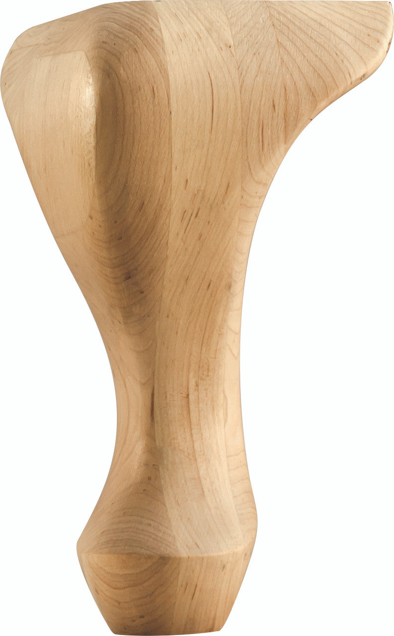 Hardware Resources WL85RW: 4-1/2" x 4-1/2" x 8" Queen Ann Leg - Rubberwood