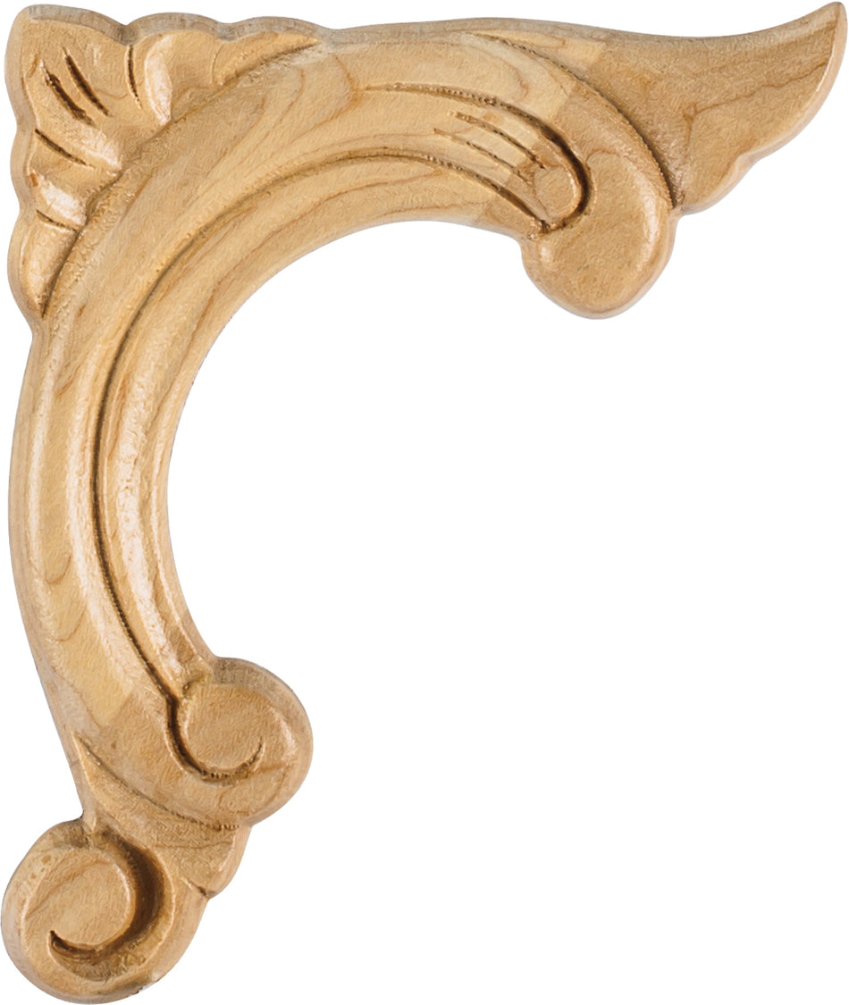 Hardware Resources APL-12-R-CH: 3-3/4" x 3/8" x 4-1/2" Acanthus Applique (right) - Cherry