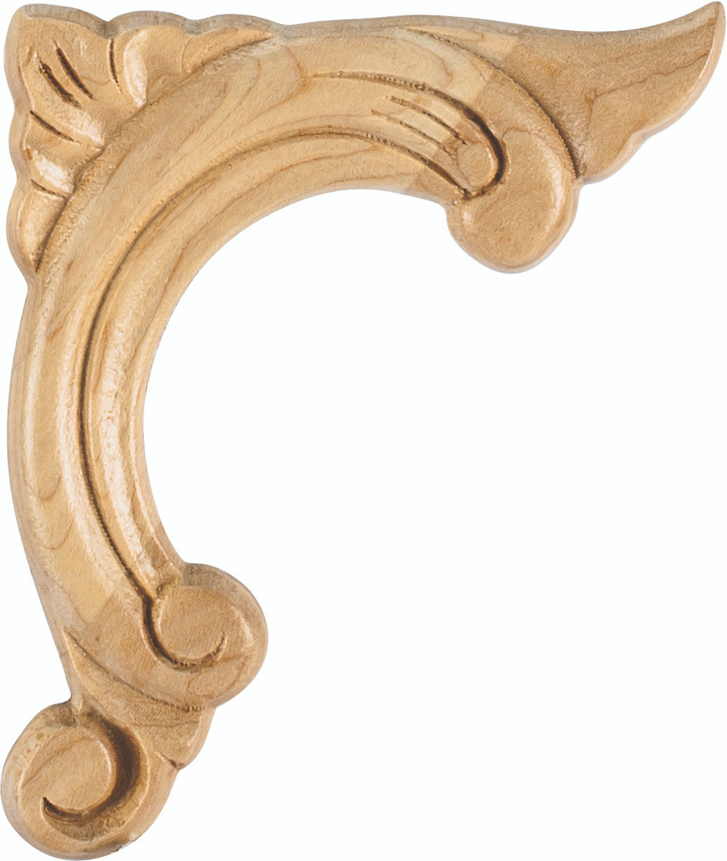 Hardware Resources APL-12-R-MP: 3-3/4" x 3/8" x 4-1/2" Acanthus Applique (right) - Maple