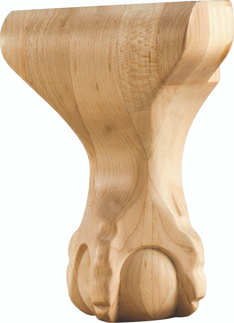 Hardware Resources WLC60RW: 4-1/4" x 2-3/4" x 6" Center Claw & Ball Leg - Rubberwood