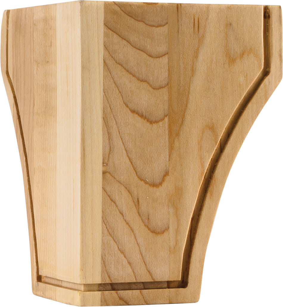 Hardware Resources BF35RW: 4-1/2" x 3-1/2" Triangular Corner Bun Foot - Rubberwood