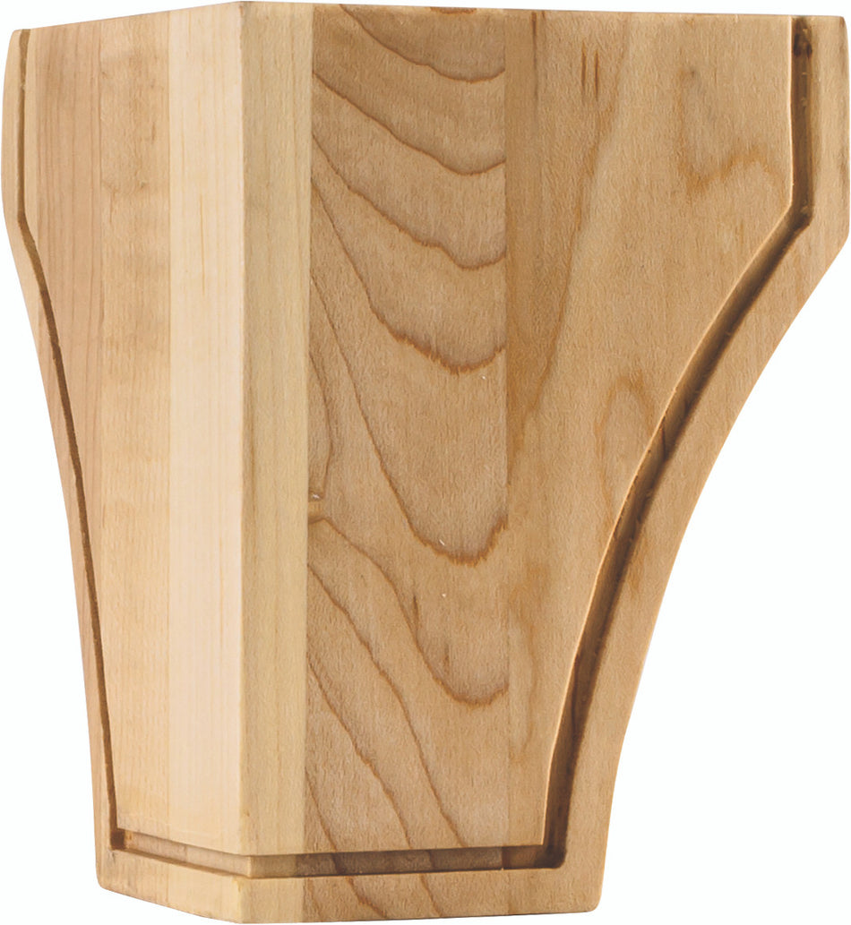 Hardware Resources BF35MP: 4-1/2" x 3-1/2" Triangular Corner Bun Foot - Maple