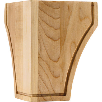 Hardware Resources BF35WO: 3-1/2" x 3-1/2" x 4-1/2" Triangular Mission Bun Foot - White Oak