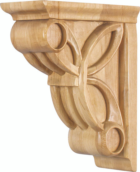 Hardware Resources COR6-1MP: 3" x 6-3/8" x 8" Celtic Weave Art Deco Corbel - Maple