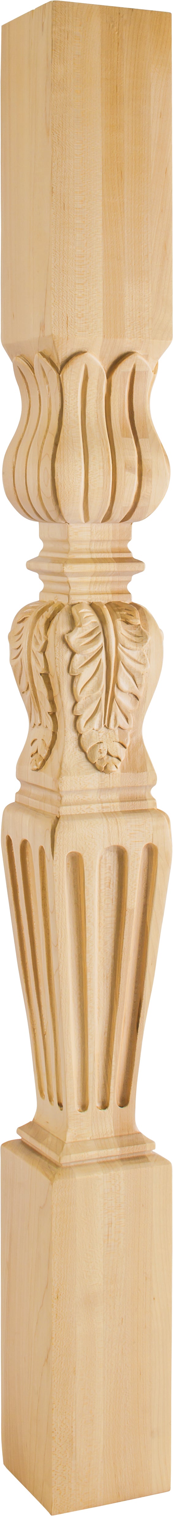 Hardware Resources P28-42ALD: 3-3/4" x 3-3/4" x 42" Fluted Acanthus Post - Alder