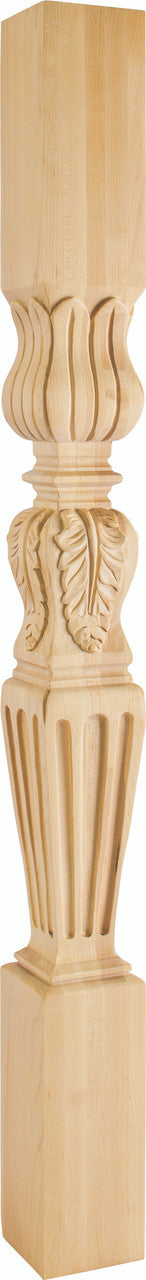 Hardware Resources P28-42CH: 3-3/4" x 3-3/4" x 42" Fluted Acanthus Post - Cherry