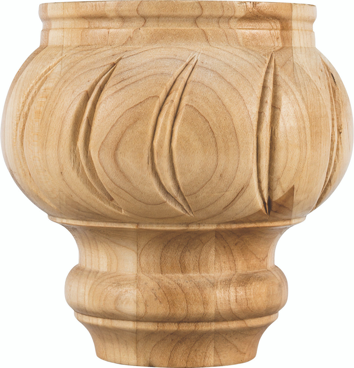 Hardware Resources SBF45RW: 4-1/2" x 4-1/2" x 4-1/2" Spiral Turned Bun Foot - Rubberwood