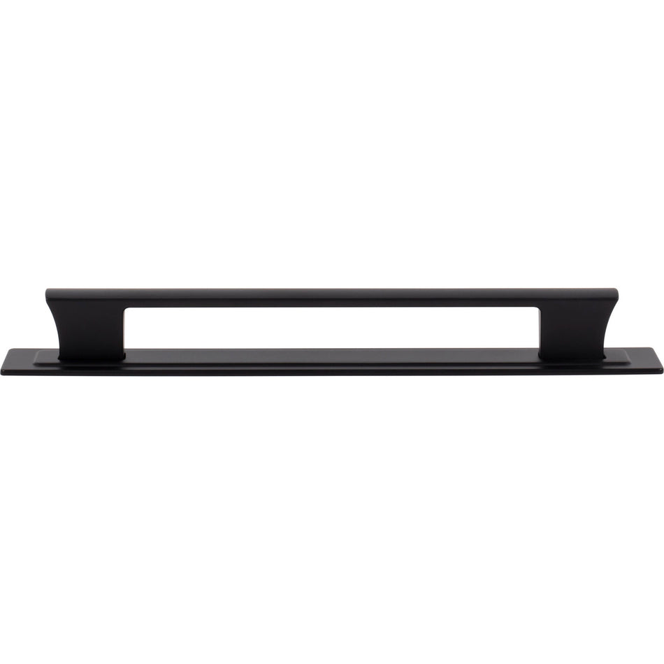Atlas A6005-BL: 7-9/16" cc Zander Bar Cabinet Pull w/Backplate - Matte Black
