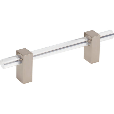 Jeffrey Alexander 578-96SN: 96mm cc Spencer Bar Cabinet Pull - Satin Nickel/Clear Acrylic