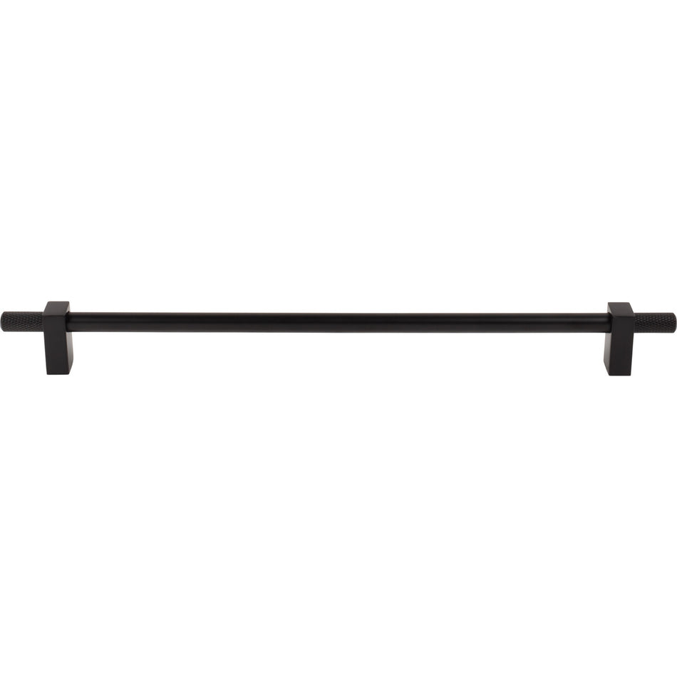 Jeffrey Alexander 698-305MB: 305mm cc Larkin Knurled Ends Bar Cabinet Pull - Matte Black