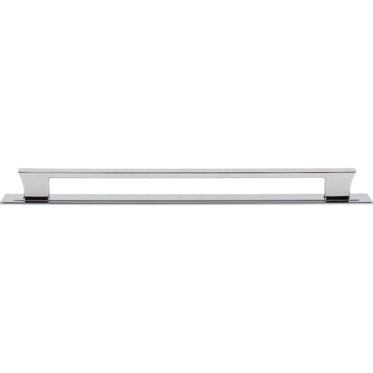 Atlas A6007-CH: 12" cc Zander Bar Cabinet Pull w/Backplate - Polished Chrome