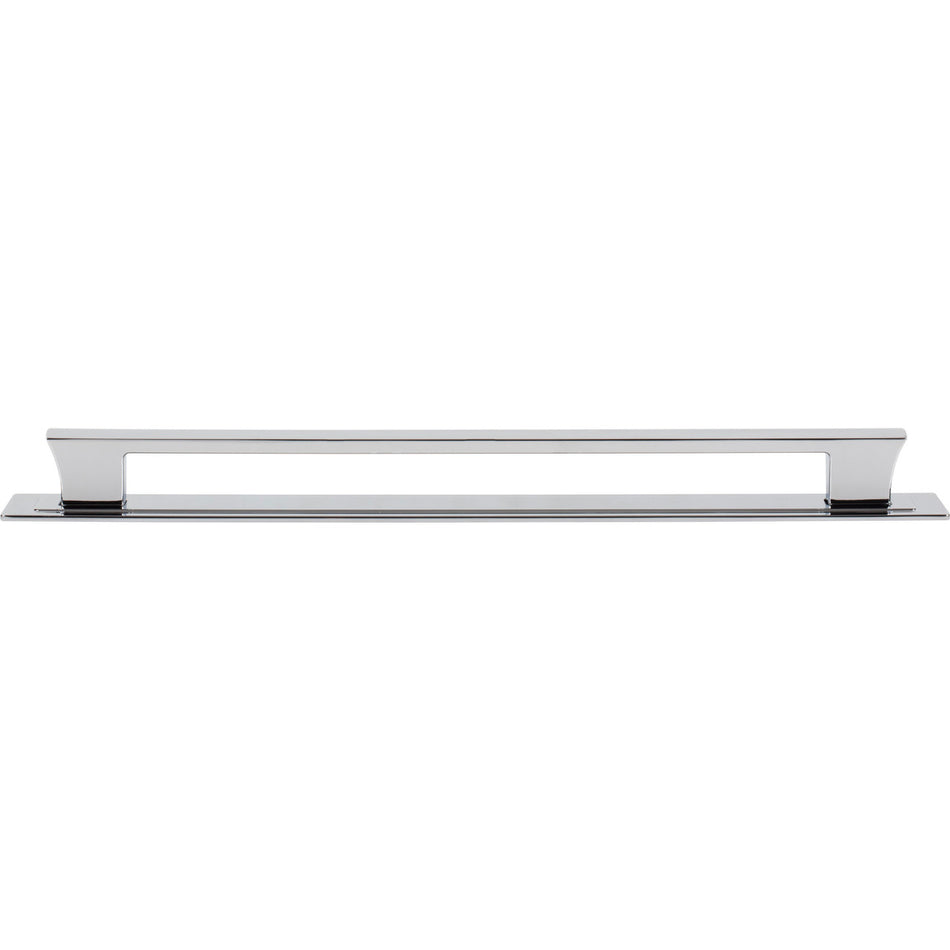Atlas A6007-CH: 12" cc Zander Bar Cabinet Pull w/Backplate - Polished Chrome