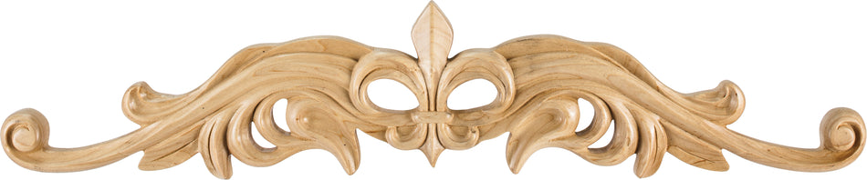 Hardware Resources ONL-08-20CH: 20" x 7/8" x 4-3/16" Fleur De Lis Onlay - Cherry