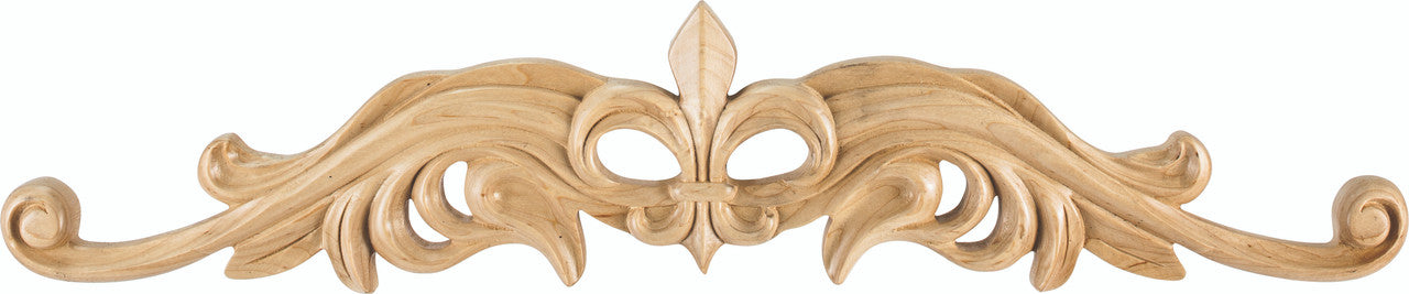 Hardware Resources ONL-08-20CH: 20" x 7/8" x 4-3/16" Fleur De Lis Onlay - Cherry