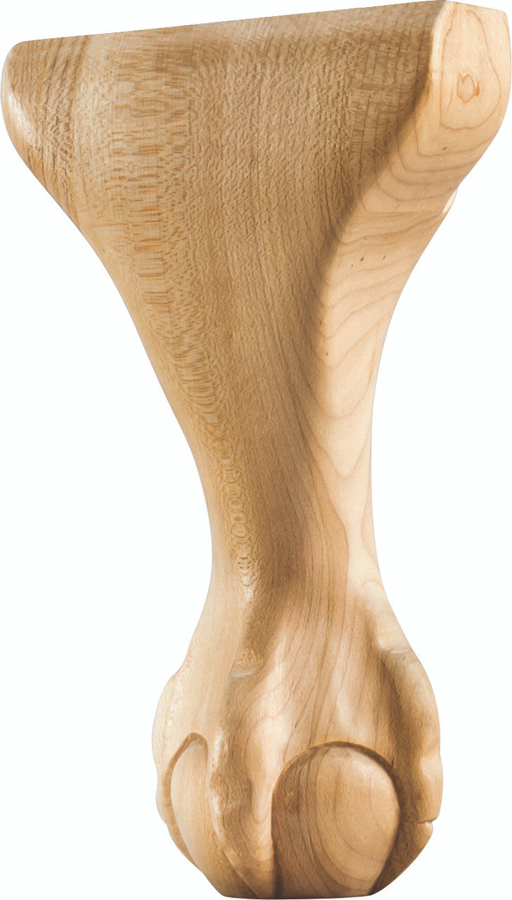 Hardware Resources WLC85RW: 4-1/2" x 2-3/4" x 8" Center Claw & Ball Leg - Rubberwood