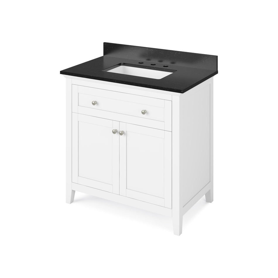 Jeffrey Alexander 36" Chatham Single Bowl Vanity - White Cabinet with Black Granite Top