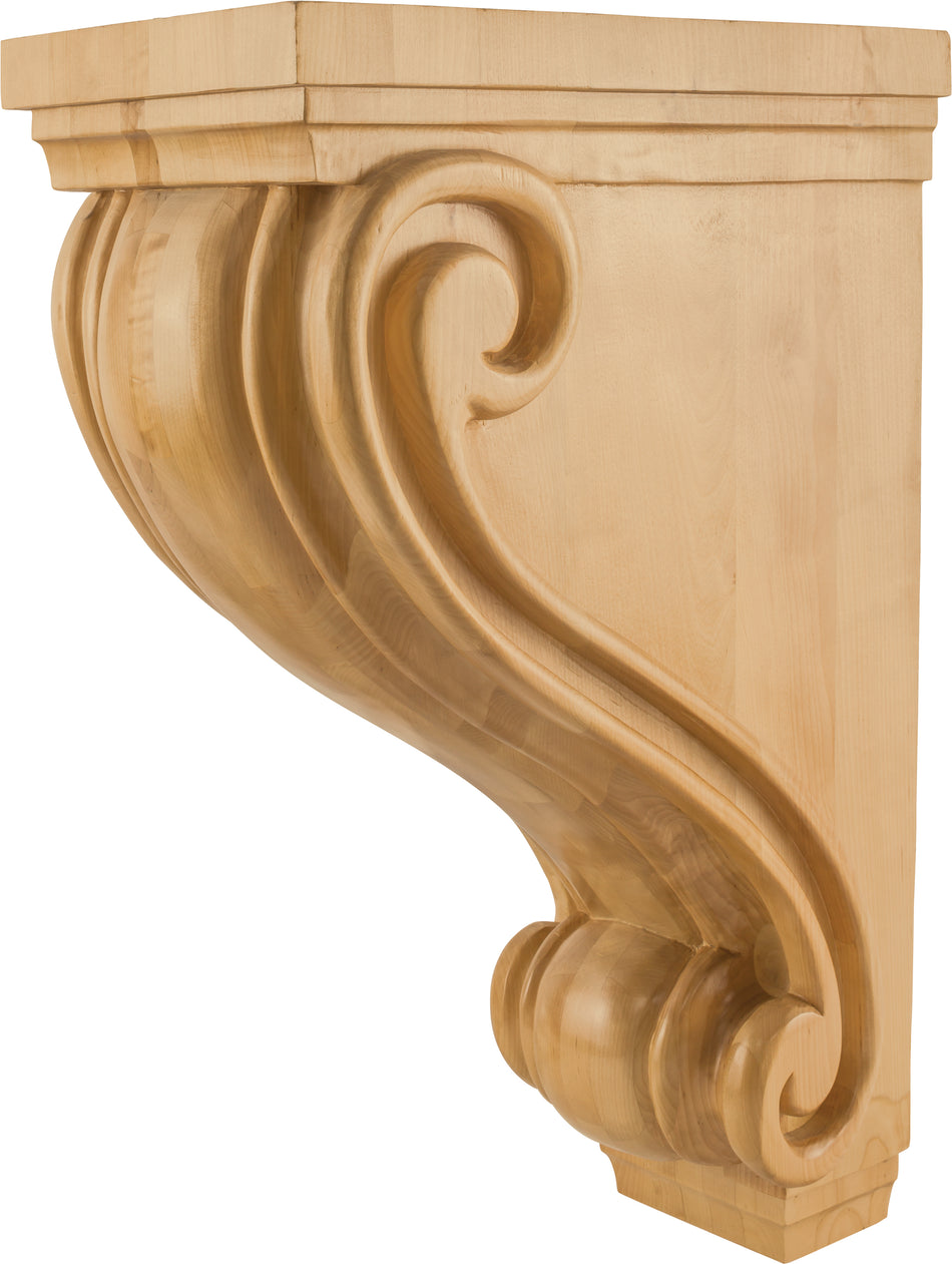 Hardware Resources CORC-24WB: 9-1/2" x 16" x 24" Scrolled Corbel - White Birch
