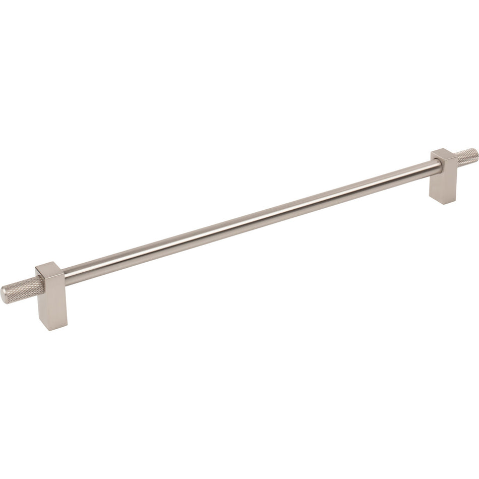 Jeffrey Alexander 698-305SN: 305mm cc Larkin Knurled Ends Bar Cabinet Pull - Satin Nickel