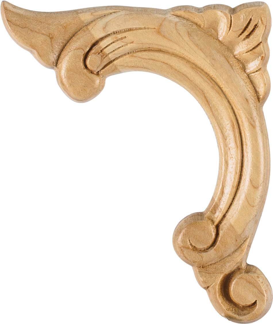 Hardware Resources APL-12-L-CH: 3-3/4" x 3/8" x 4-1/2" Acanthus Applique (left) - Cherry