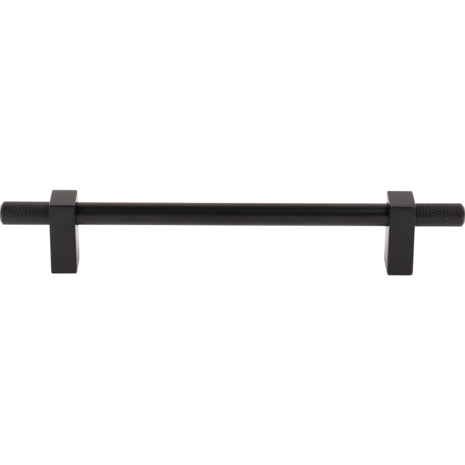 Jeffrey Alexander 698-160MB: 160mm cc Larkin Knurled Ends Bar Cabinet Pull - Matte Black