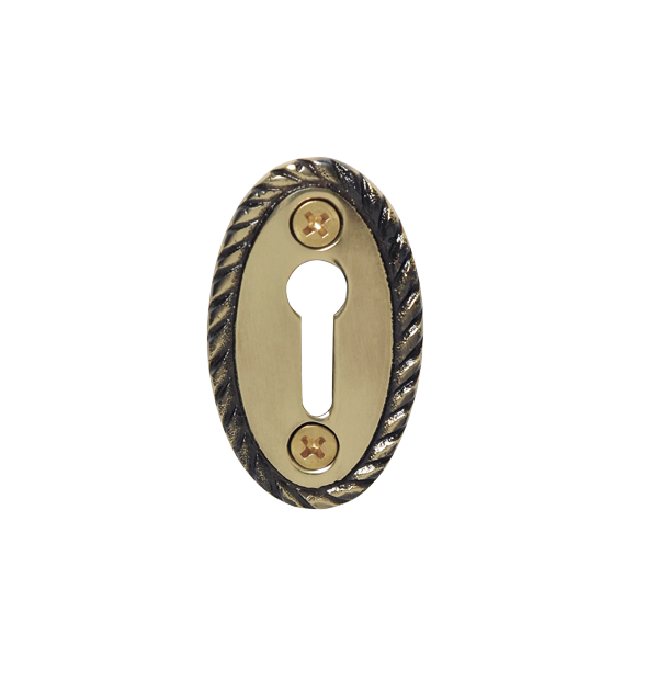 Nostalgic 701346: 2" Rope Keyhole Cover - Antique Brass