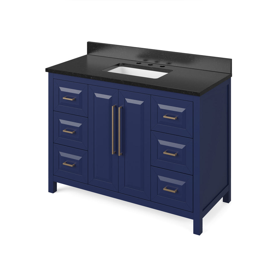 Jeffrey Alexander 48" Cade Single Bowl Vanity - Hale Blue Cabinet with Black Granite Top