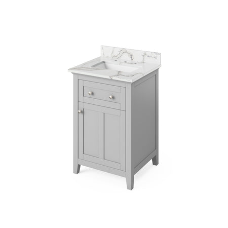Jeffrey Alexander 24" Chatham Single Bowl Vanity - Grey Cabinet with Calacatta Vienna Quartz Top
