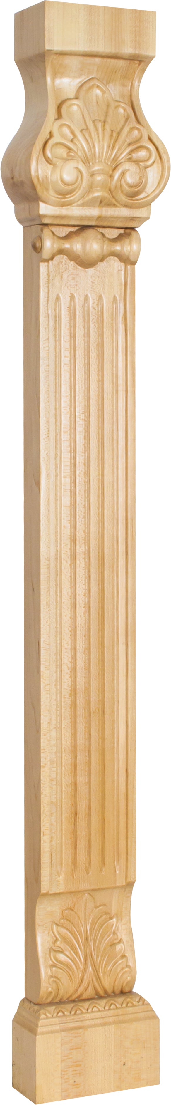 Hardware Resources LEGC-2RW: 35-1/2" Acanthus & Shell Pilaster- Rubberwood