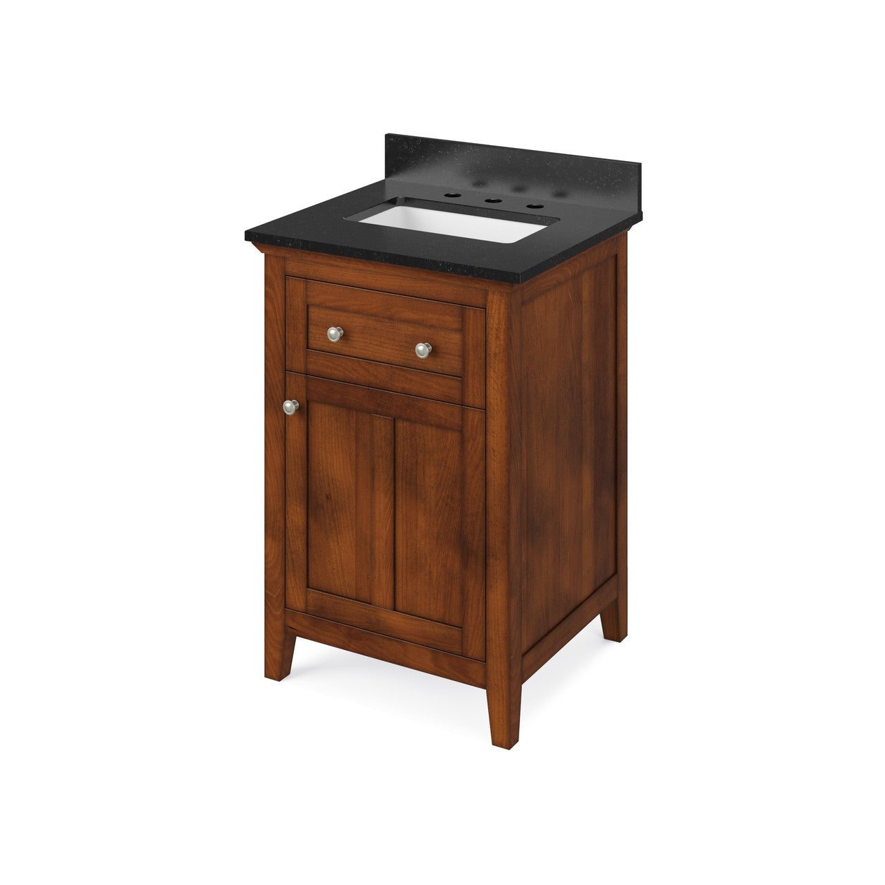 Jeffrey Alexander 24" Chatham Single Bowl Vanity - Chocolate Cabinet with Black Granite Top