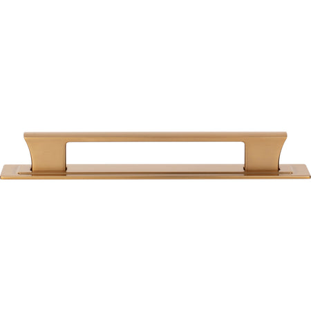 Atlas A6004-WB: 6-5/16" cc Zander Bar Cabinet Pull w/Backplate - Warm Brass