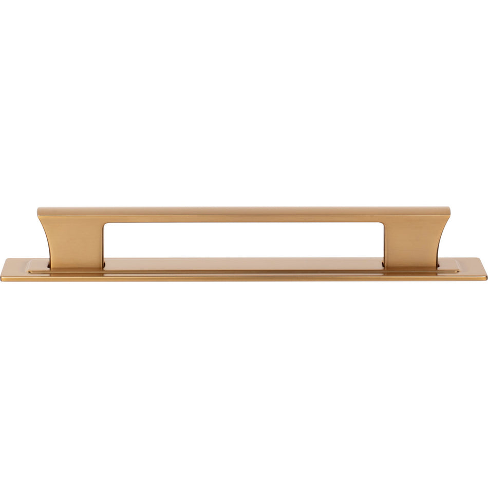 Atlas A6004-WB: 6-5/16" cc Zander Bar Cabinet Pull w/Backplate - Warm Brass
