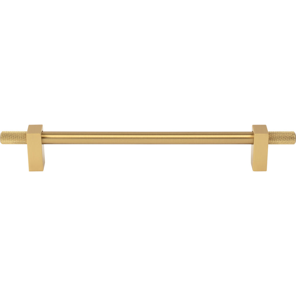 Jeffrey Alexander 698-192BG: 192mm cc Larkin Knurled Ends Bar Cabinet Pull - Brushed Gold