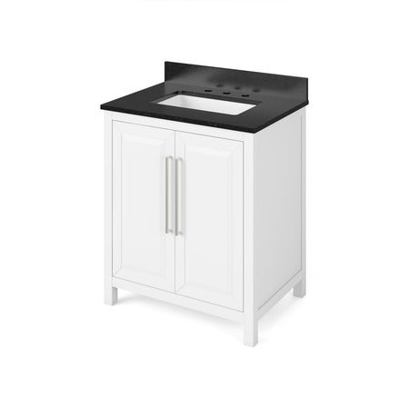 Jeffrey Alexander 30" Cade Single Bowl Vanity - White Cabinet with Black Granite Top
