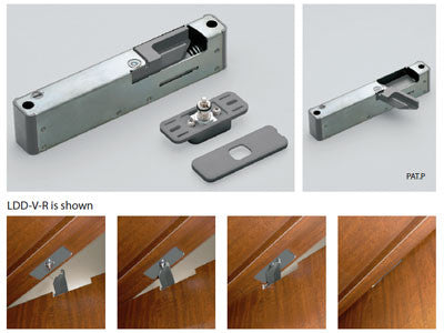 Sugatsune LDD-V-L: Mortise-Mount Door Damper (left) - Steel/Plastic