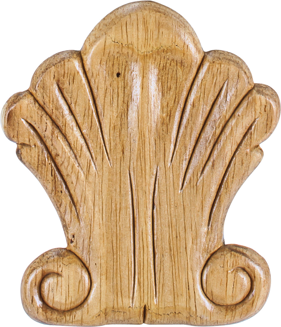 Hardware Resources PAPL-09RW: 3-1/4" x 5/16" x 3-3/4" Shell Applique - Rubberwood