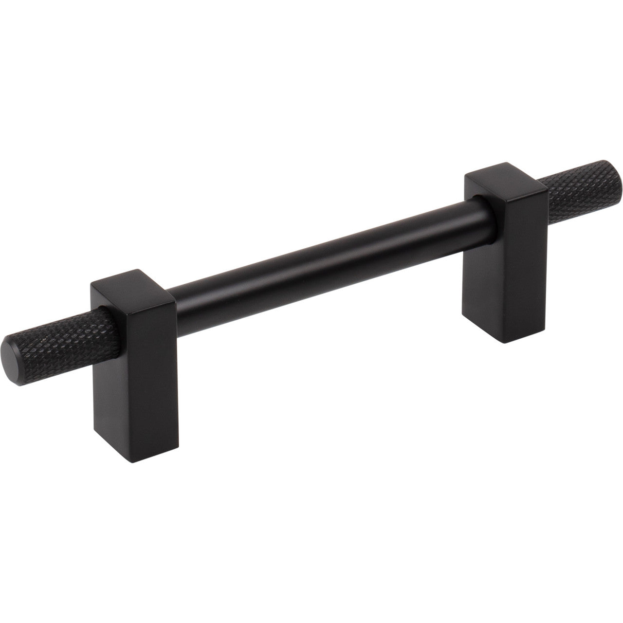 Jeffrey Alexander 698-96MB: 96mm cc Larkin Knurled Ends Bar Cabinet Pull - Matte Black